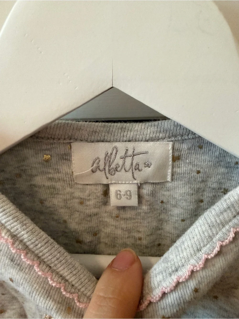 Albetta Baby 6-9 Months Gray Star Crown Romper Footless
